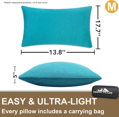 PEUJEW Travel Pillow Breathable Cover Turquoise Blue
