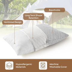 PEUJEW Travel Pillow Breathable Cover Light Gray