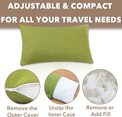 PEUJEW Travel Pillow Breathable Cover Avocado Green