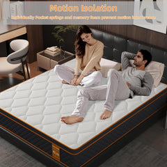 Mattress Memory Foam Hybrid Mattress in a Box, Medium Firm and Individually Pocket Springs - Pressure Relief, CertiPUR-US Certified, Motion Isolation