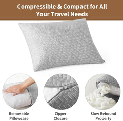 PEUJEW Travel Pillow Breathable Cover Light Gray