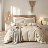 100% Linen Duvet Cover, Pure French Flax Linen Duvet Cover - Nature Linen 3 Pieces (1 Duvet Cover 2 Pillowcases)