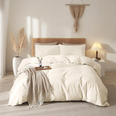 100% Linen Duvet Cover, Pure French Flax Linen Duvet Cover Queen- White 3 Pieces (1 Duvet Cover 2 Pillowcases)