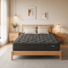 Trujae Mattress in a Box, Gel Memory Foam Hybrid Mattress with Pocket Coils, Medium Firm Comfort, Pressure Relief