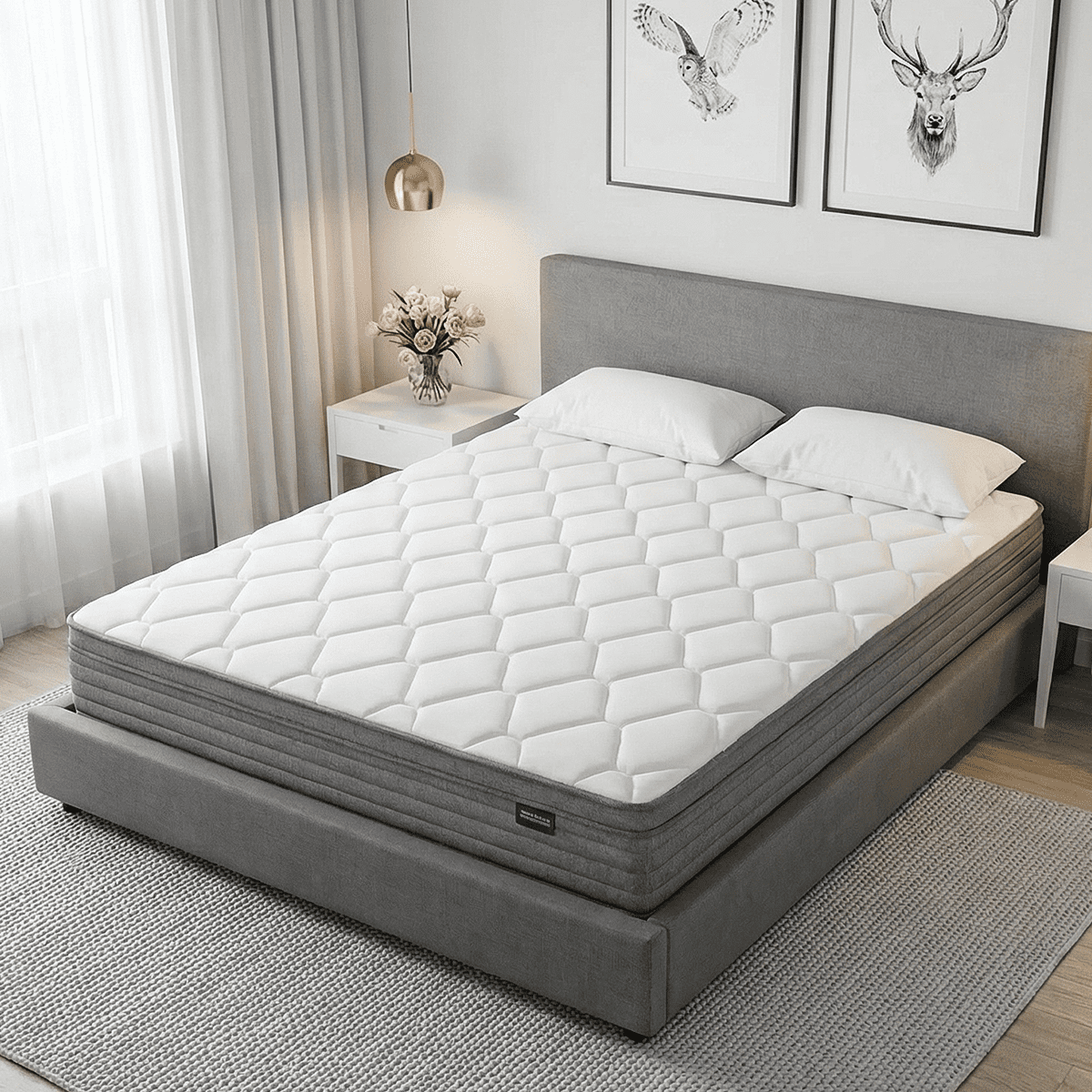 Arienivo Hybrid Mattress in a Box, Cooling Gel Memory Foam and Pocket Coils, Medium Support, Pressure Relief & Motion Isolation for Adult