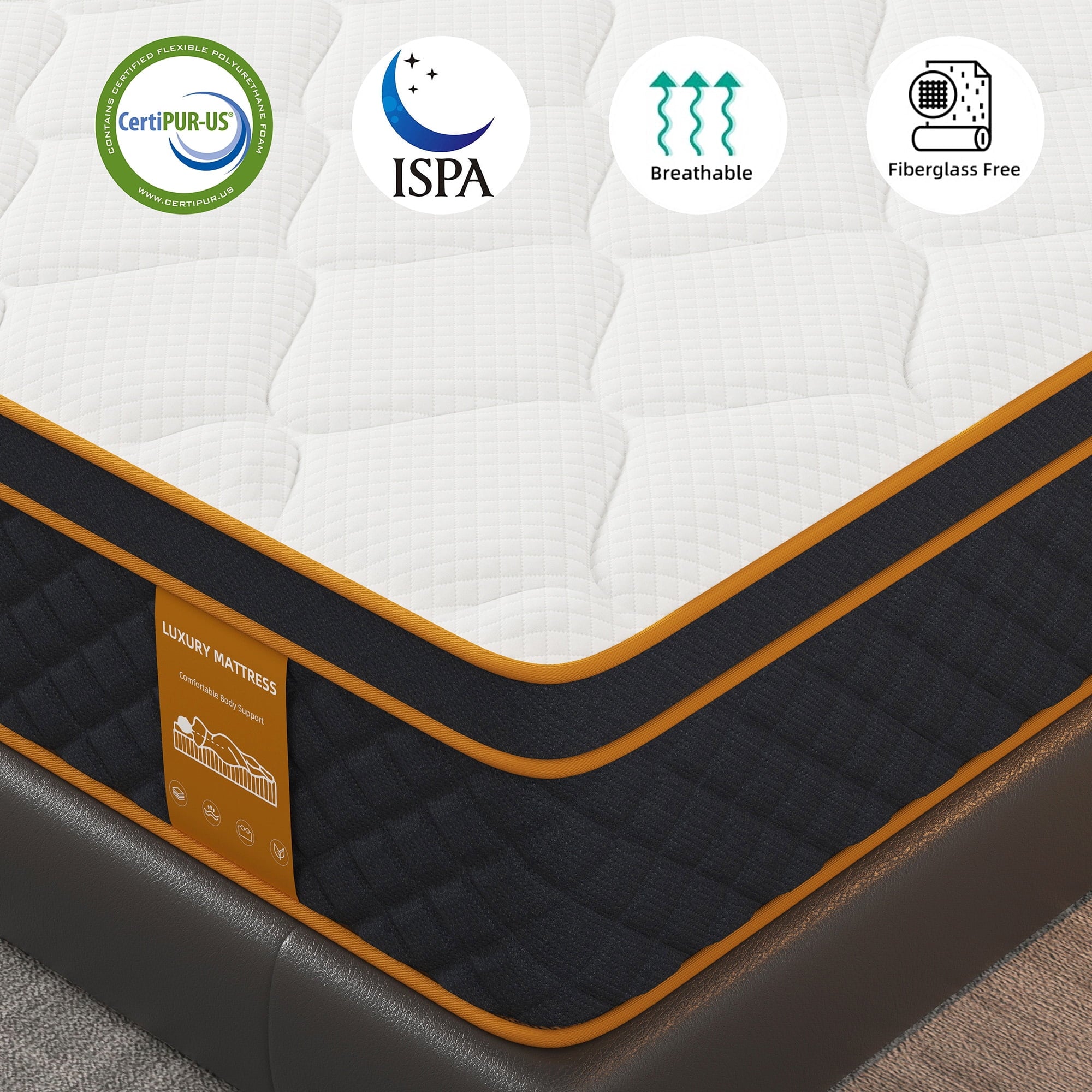 Gibaha Mattress, Hybrid Mattress in a Box, Gel Memory Foam with Pocket Spring, Pressure Relief, Medium Firm