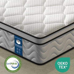 Gibaha Mattress, Gel Memory Foam and Pocket Spring Hybrid Mattress in a Box, Medium Firm, Pressure Relief, Adult