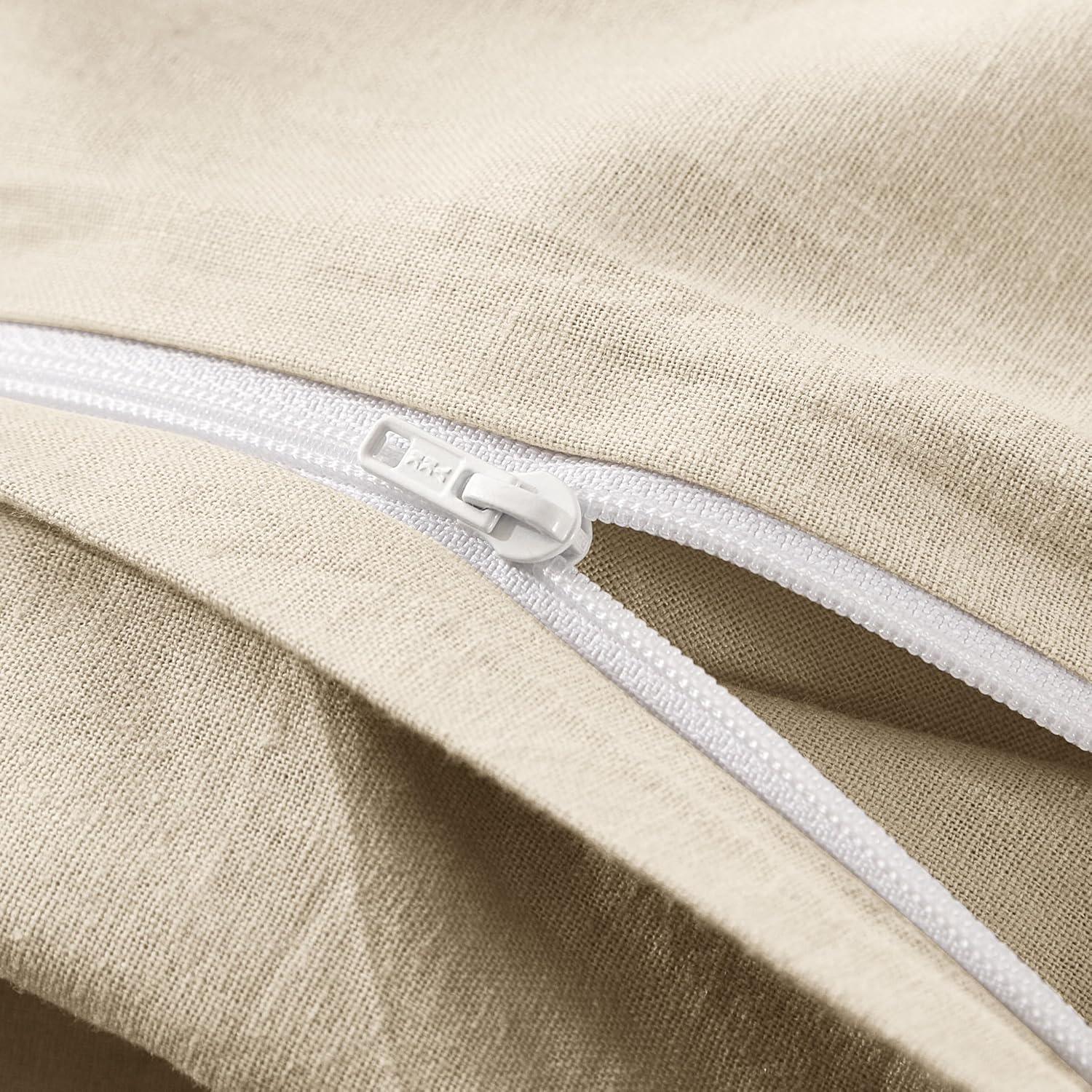 100% Linen Duvet Cover, Pure French Flax Linen Duvet Cover - Nature Linen 3 Pieces (1 Duvet Cover 2 Pillowcases)