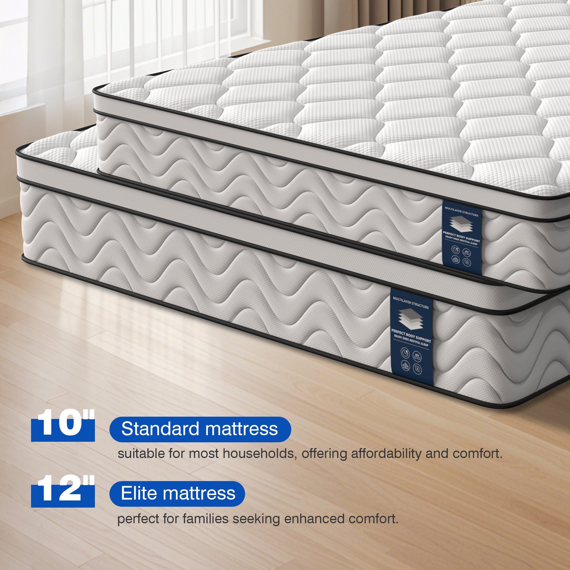 Gibaha Mattress, Gel Memory Foam and Pocket Spring Hybrid Mattress in a Box, Medium Firm, Pressure Relief, Adult