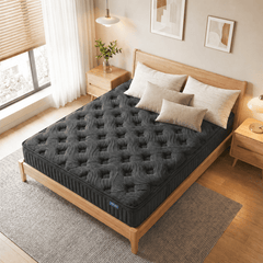 Trujae Mattress in a Box, Gel Memory Foam Hybrid Mattress with Pocket Coils, Medium Firm Comfort, Pressure Relief